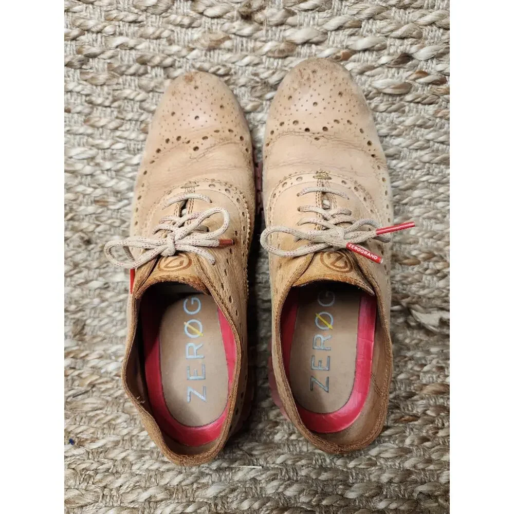 Cole Haan Zerogrand Wingtip Oxford Taos Nubuck Brown Dress Shoes Size 8
